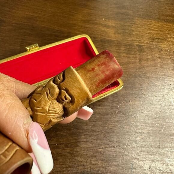 Vintage Carved Wood Asian Rubber Stamp & Original Case Signature “ MARY” - Picture 4 of 4